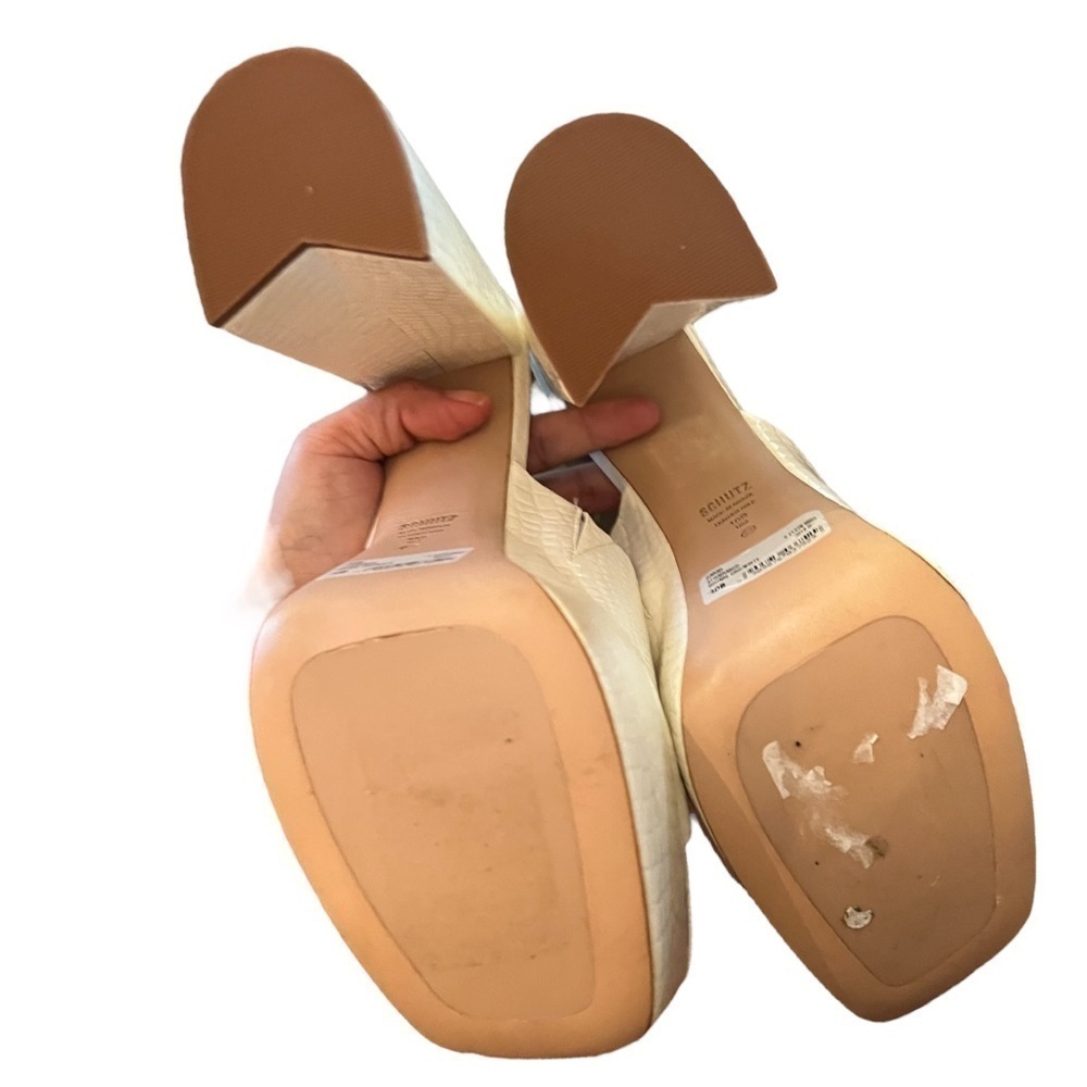 ▶️ SCHUTZ ◀️ Darah White Croc Platform Slides Sandals - Picture 10 of 16